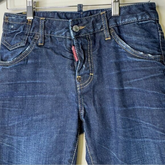 DSQUARED2 Womens Y2K 2000s Low-Rise Slim-Cut Denim Jeans in Dark Wash Size 40 - Picture 2 of 12